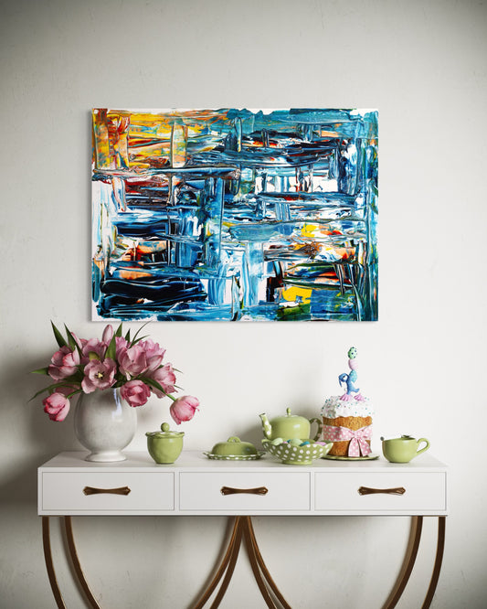 Inside the Mind of an Artist canvas displayed in modern living room - Contemporary wall art by Art By Kudzi - Creative decor   - Additional View - Art By Kudzi