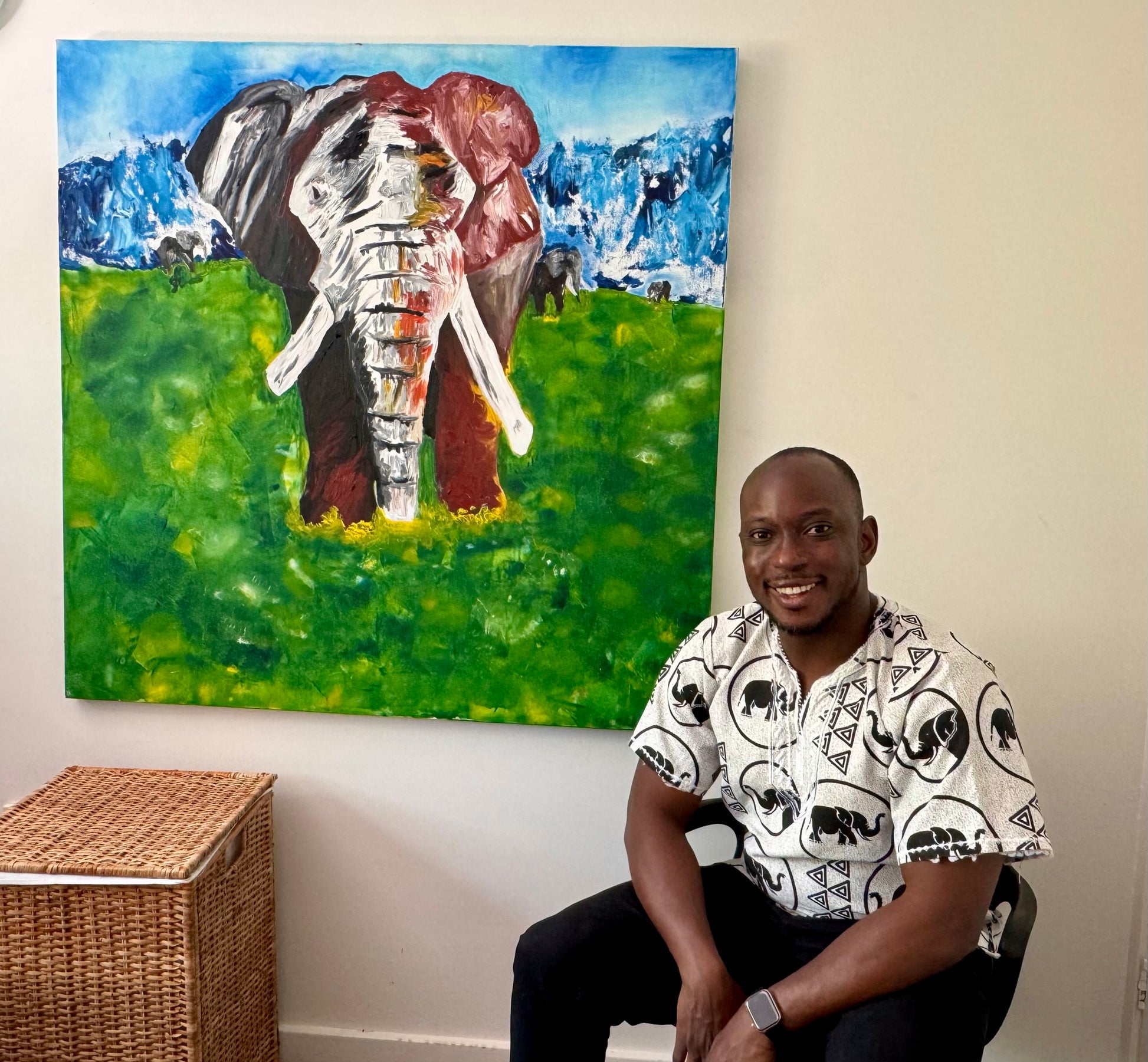 Exclusive wildlife fine art print by Art By Kudzi, depicting an African elephant as a symbol of strength, wisdom, and grounded presence.