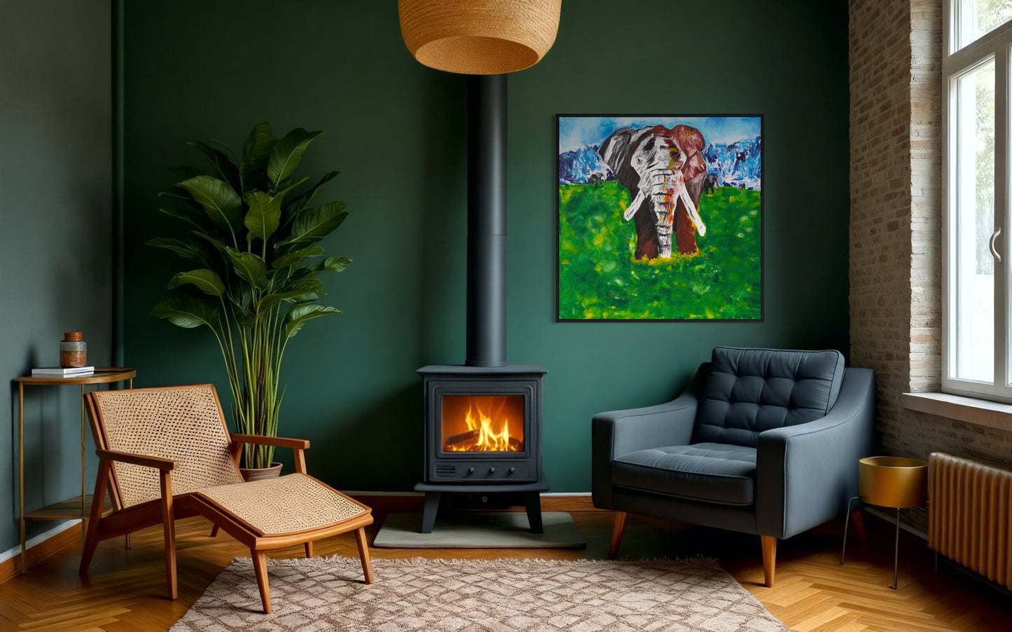 High-end contemporary wildlife artwork by Art By Kudzi portraying the African elephant with calm power and timeless presence.