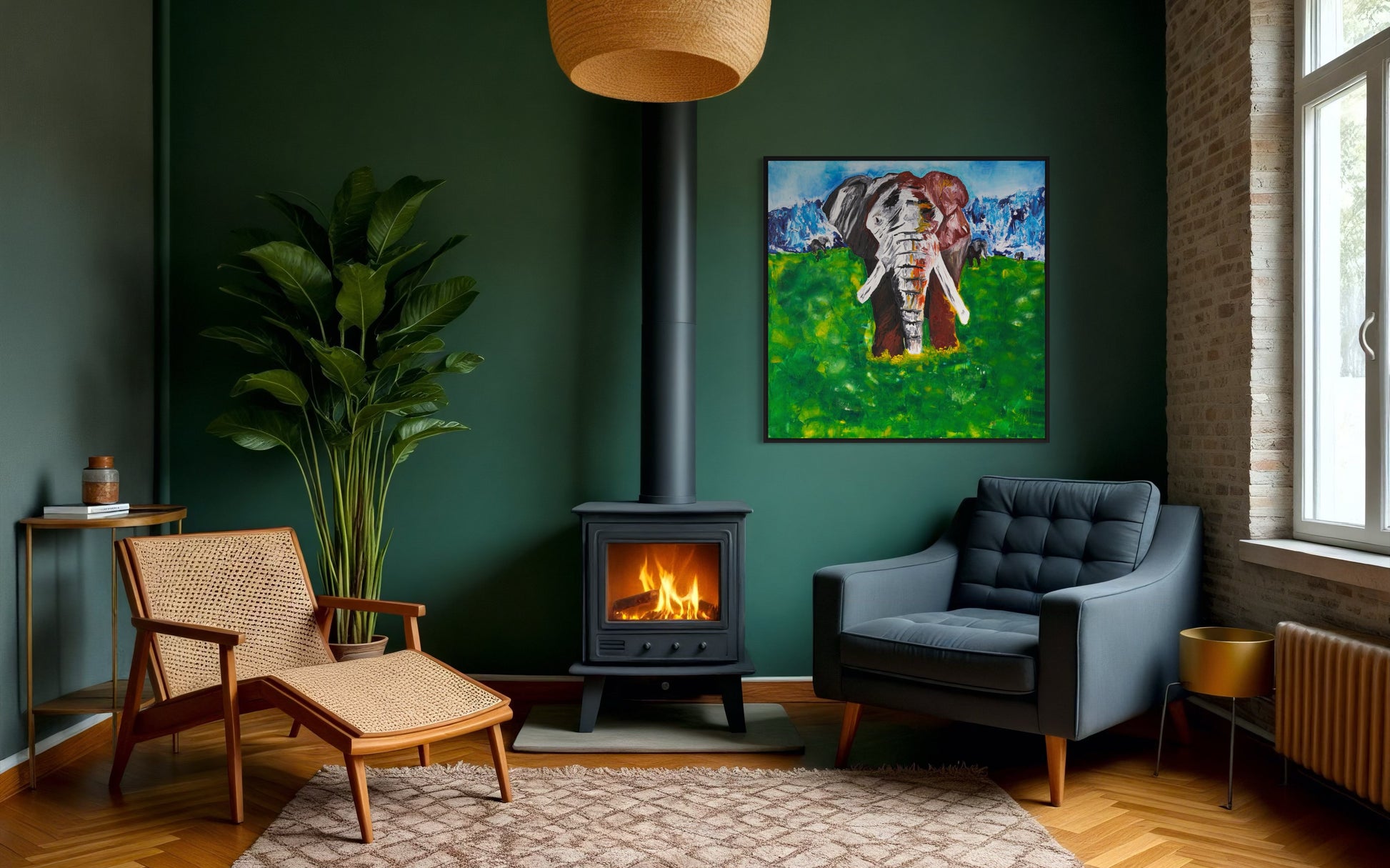 High-end contemporary wildlife artwork by Art By Kudzi portraying the African elephant with calm power and timeless presence.