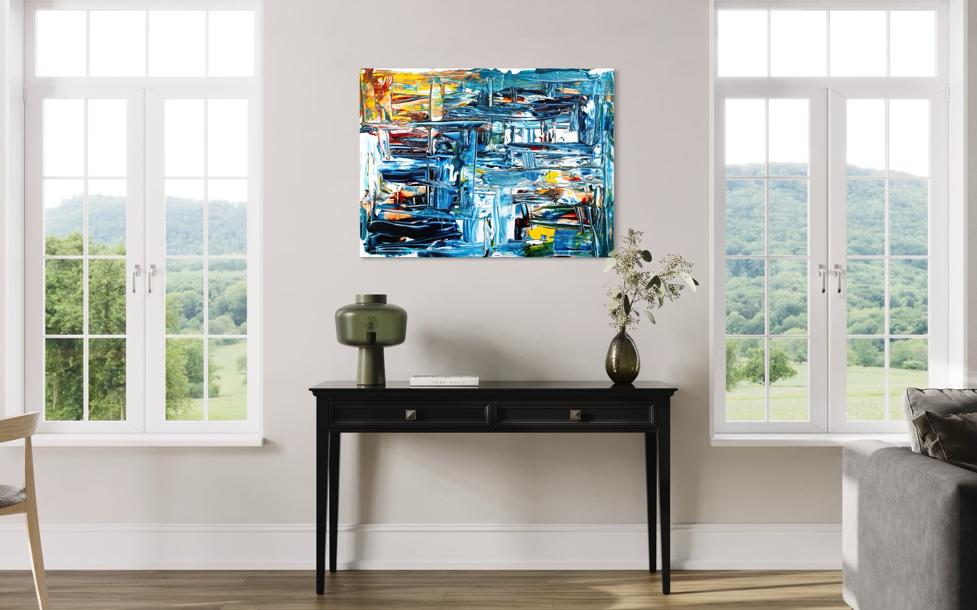 Collector-grade abstract canvas by Art By Kudzi reflecting artistic expression, imagination, and colour in motion.