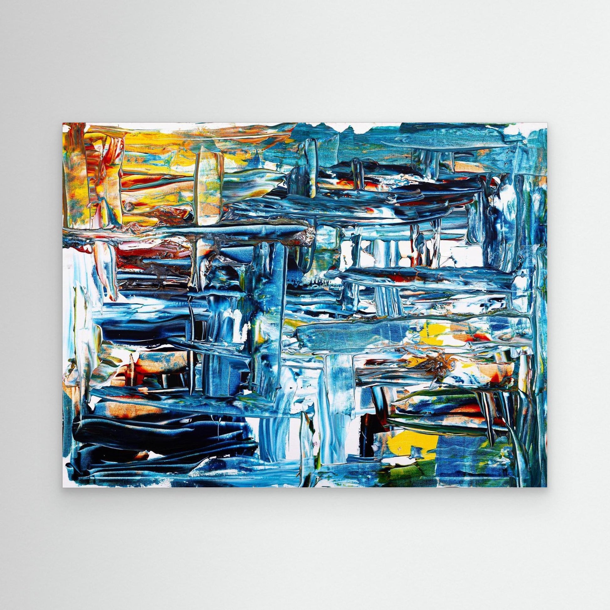 Abstract canvas art print titled Inside the Mind of an Artist by Art By Kudzi, featuring bold colour, movement, and expressive texture.Decor