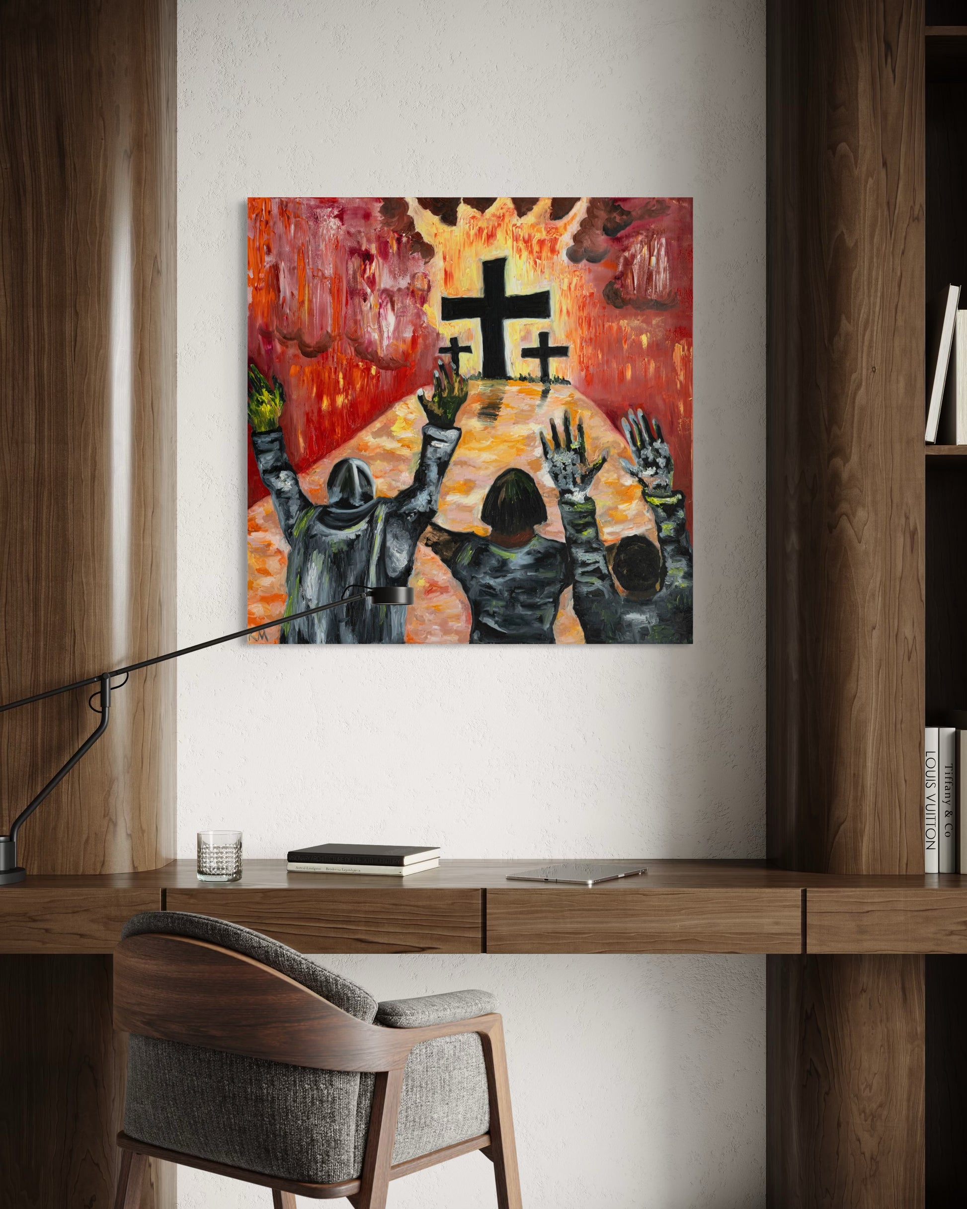 Leave it by the Cross - Prophetic Canvas Print by Art By Kudzi - Christian Wall Art - Faith-Based Surrender Decor  
