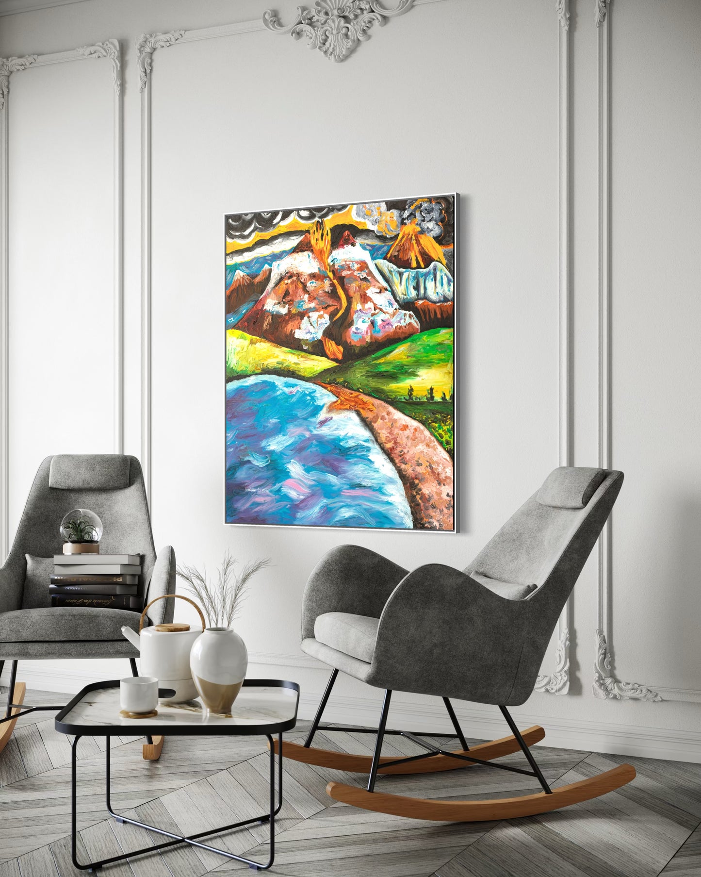 Out of the Fire Comes Favour canvas displayed in modern living room - Christian breakthrough wall art by Art By Kudzi
Abstract artwork inspired by the idea that fire refines and reveals purpose, drawing beauty and favour from life’s trials.
