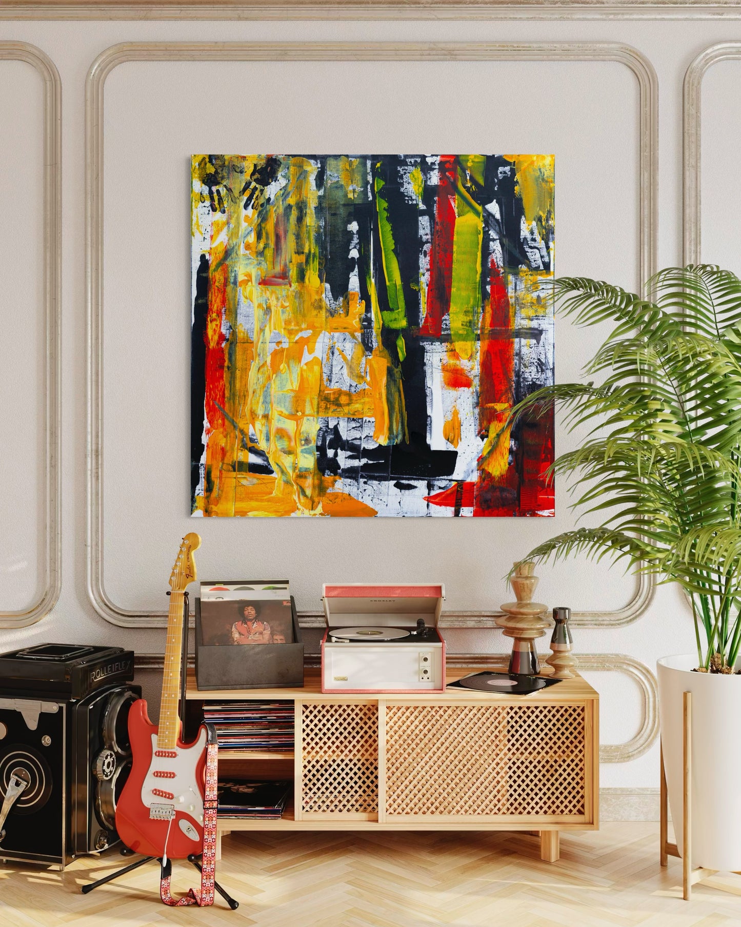 Urban Jungle - Earth-Toned Fine Art Abstract - Canvas texture closeup - Modern botanical art by Art By Kudzi 